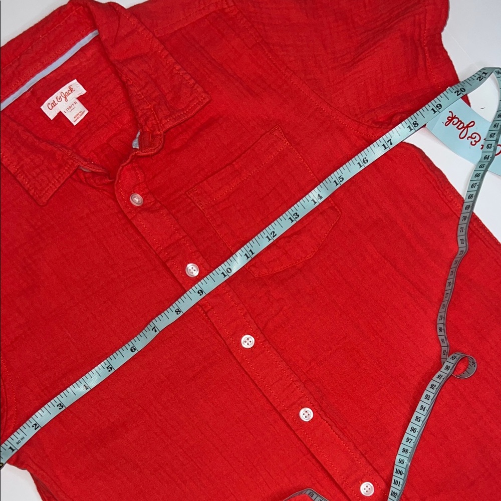 NWT Girls Coral Linen Button Down Shirt - Picture 6 of 8